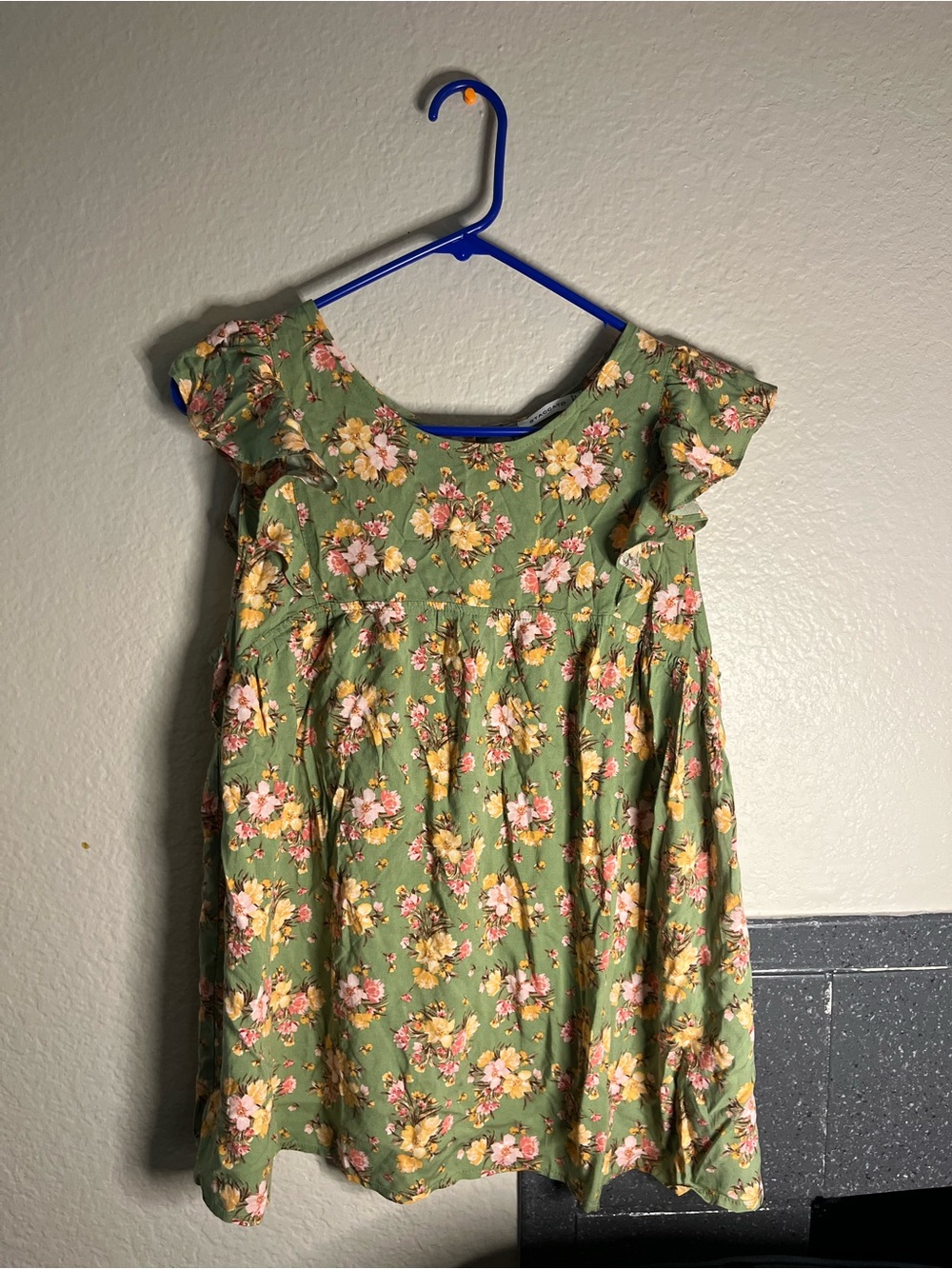 Staccato women Green Floral Ruffle Sleeve Dress